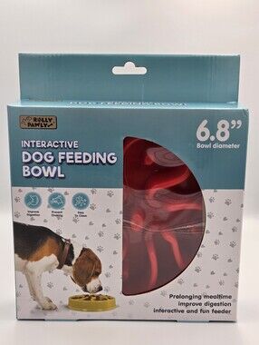 Interactive Dog Feeding Bowl 6.8" Bowl Diameter Red Nwt